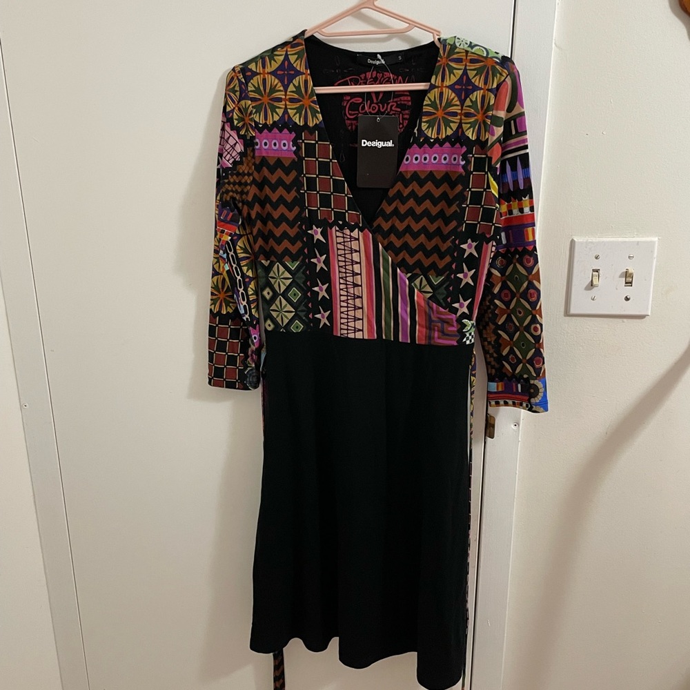 Desigual Dress Vest Jill with color block motif